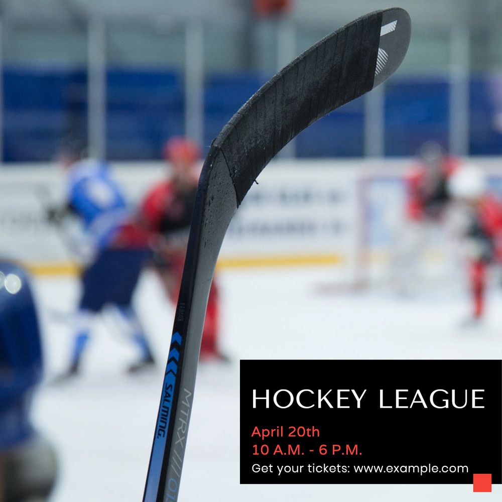 Hockey league Instagram post template, editable text