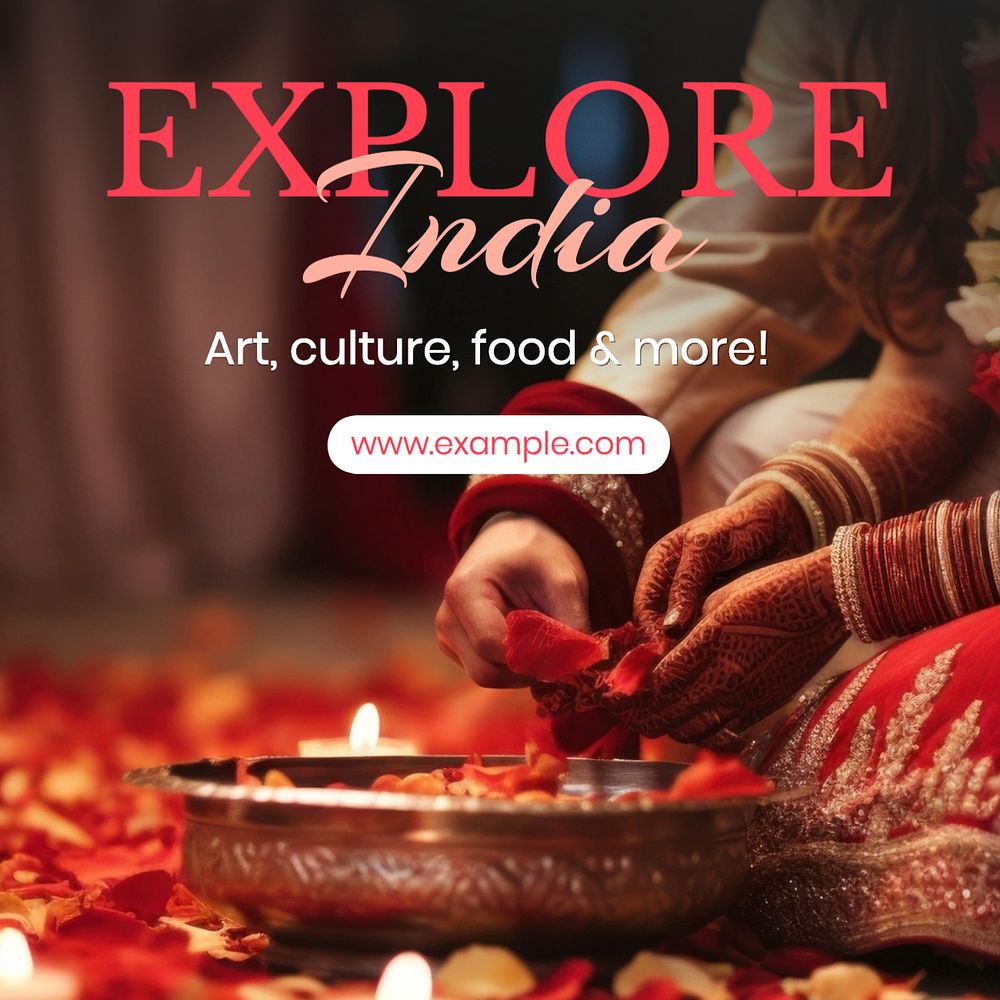 Indian art & culture Instagram post template, editable text