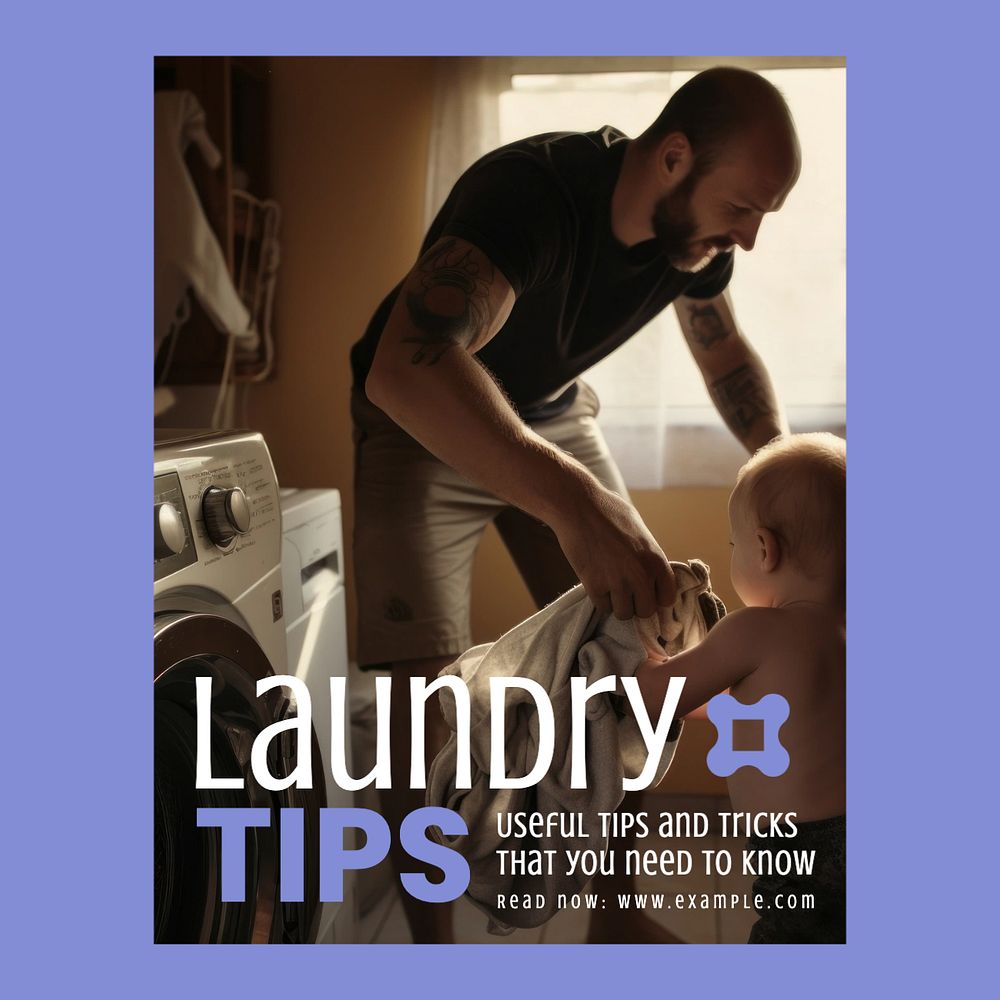 Laundry tips Facebook post template, editable design