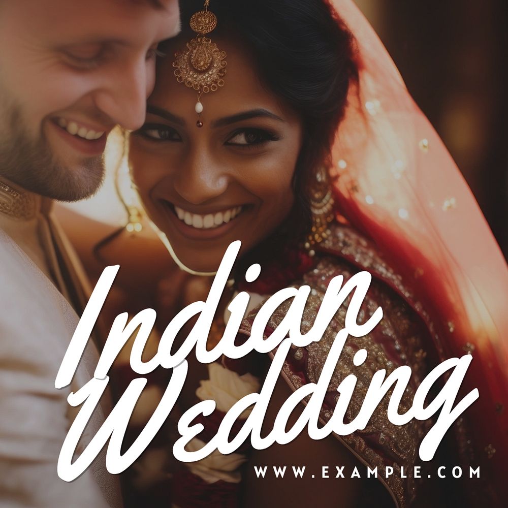 Indian wedding Facebook post template, editable design