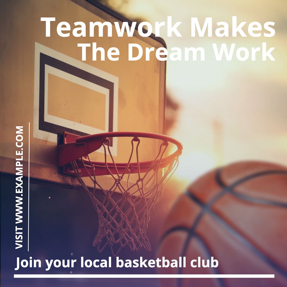 Basketball club Facebook post template, editable design