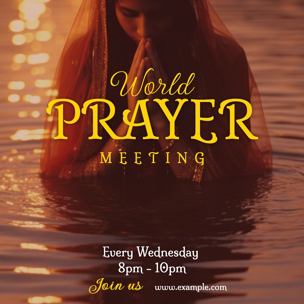 Prayer meeting Facebook post template, editable design