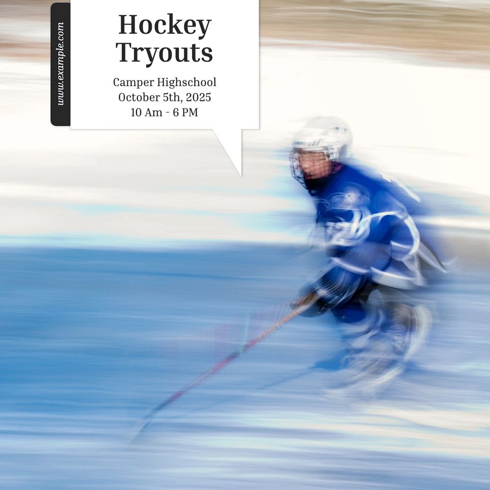 Hockey tryouts Instagram post template, editable text