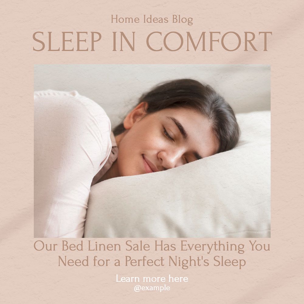 Sleep in comfort Facebook post template, editable design