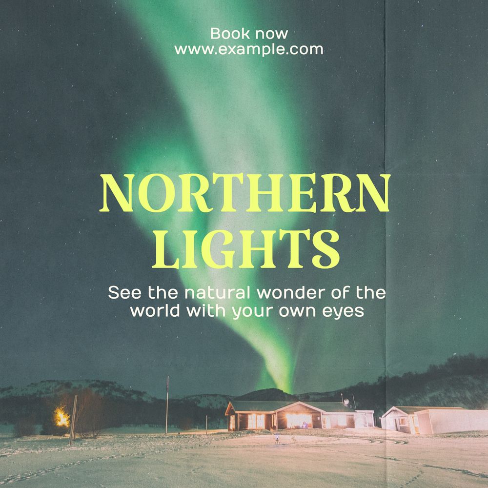 Northern Lights tour Facebook post template, editable design