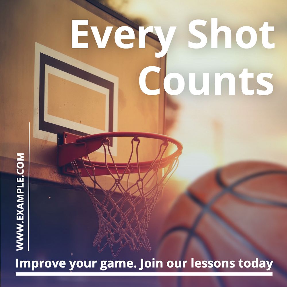 Basketball lessons Facebook post template, editable design