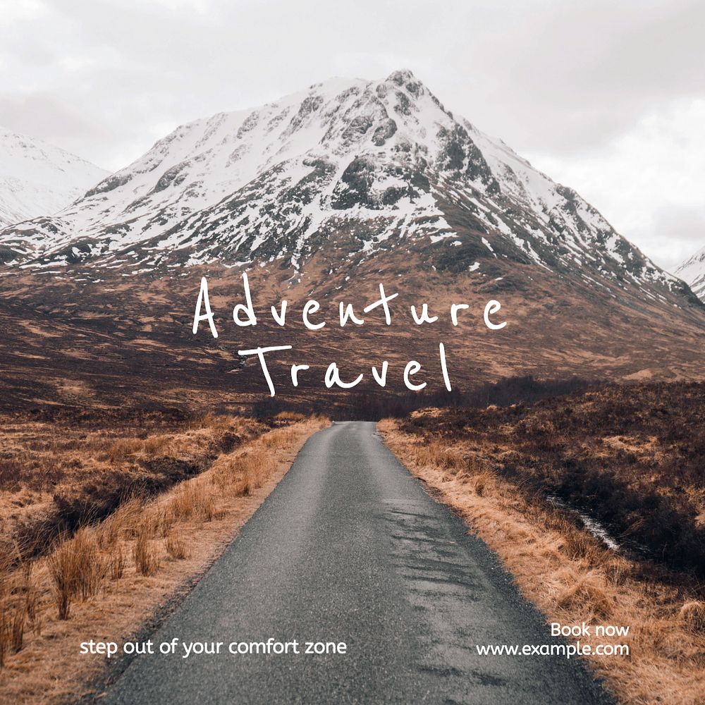 Adventure travel Facebook post template, editable design