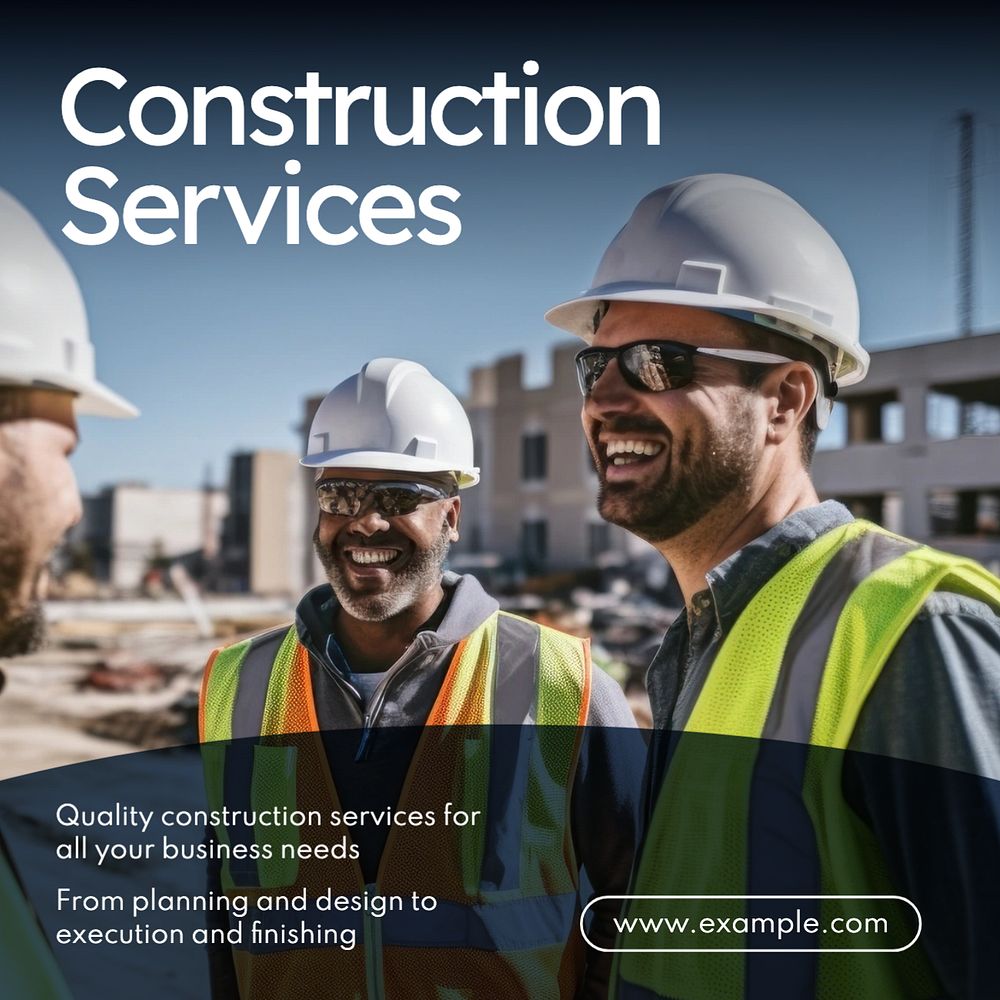 Construction services Instagram post template, editable text