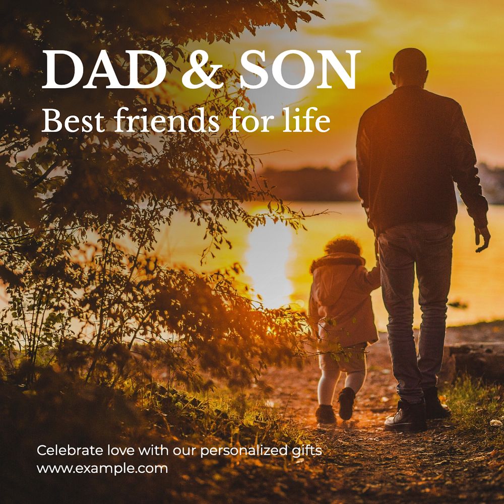 Dad & son Facebook post template, editable design