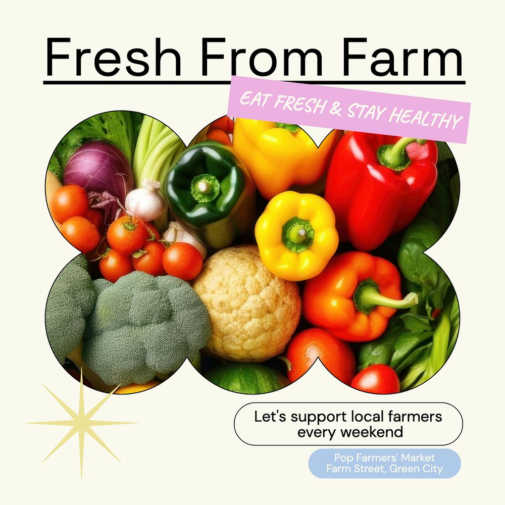 Fresh from farm Facebook post template, editable design