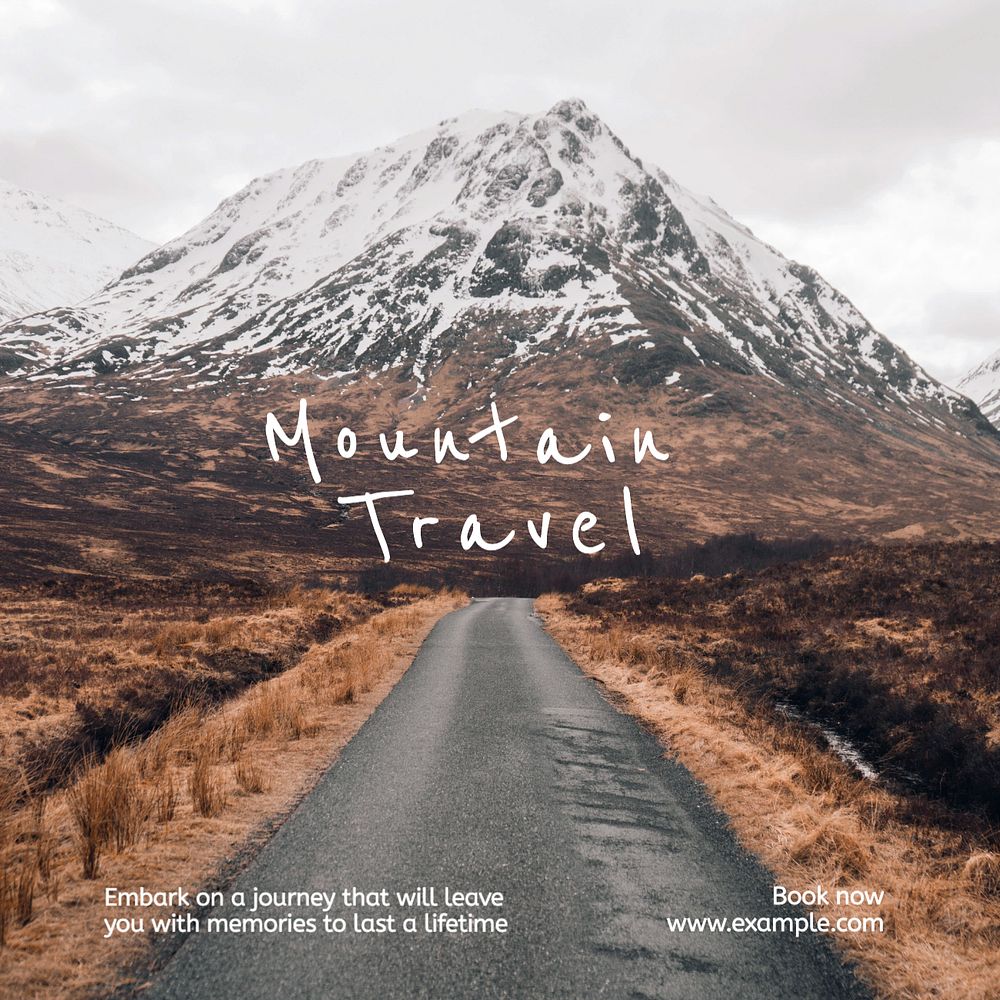 Mountain travel Facebook post template, editable design