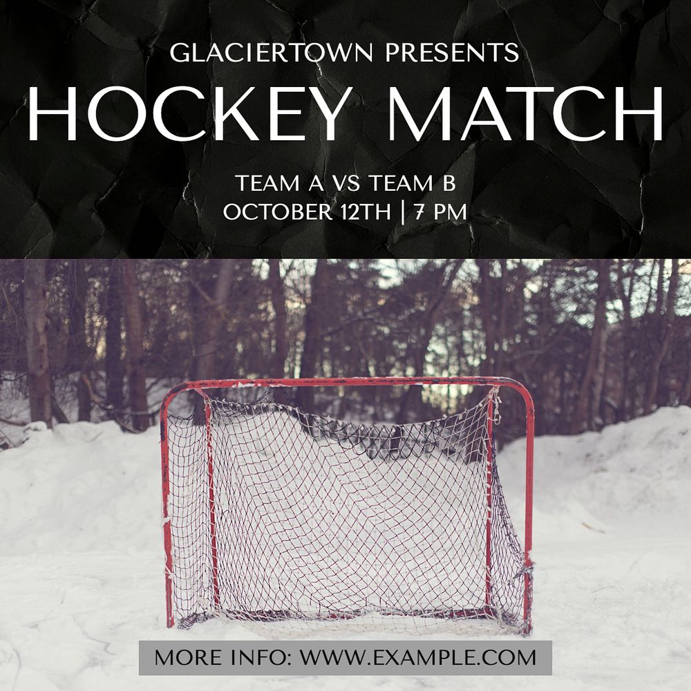 Hockey match Facebook post template, editable design