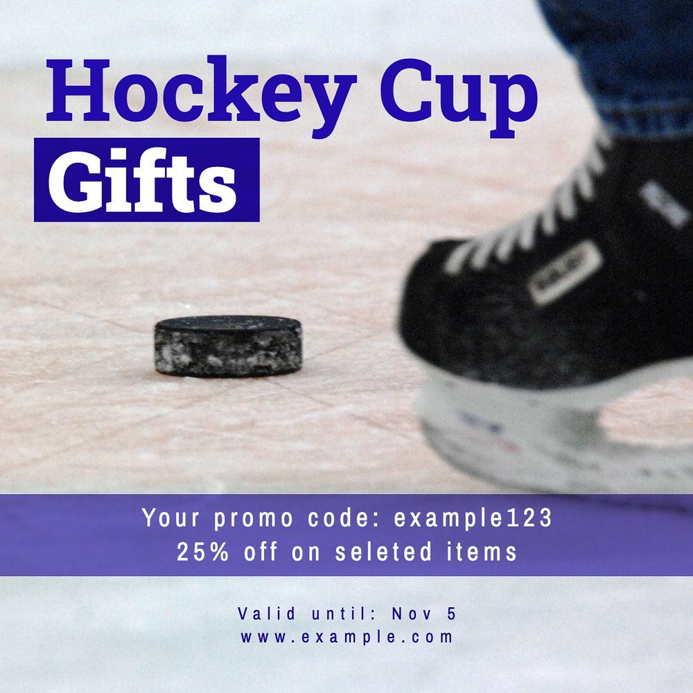 Hockey cup Facebook post template, editable design