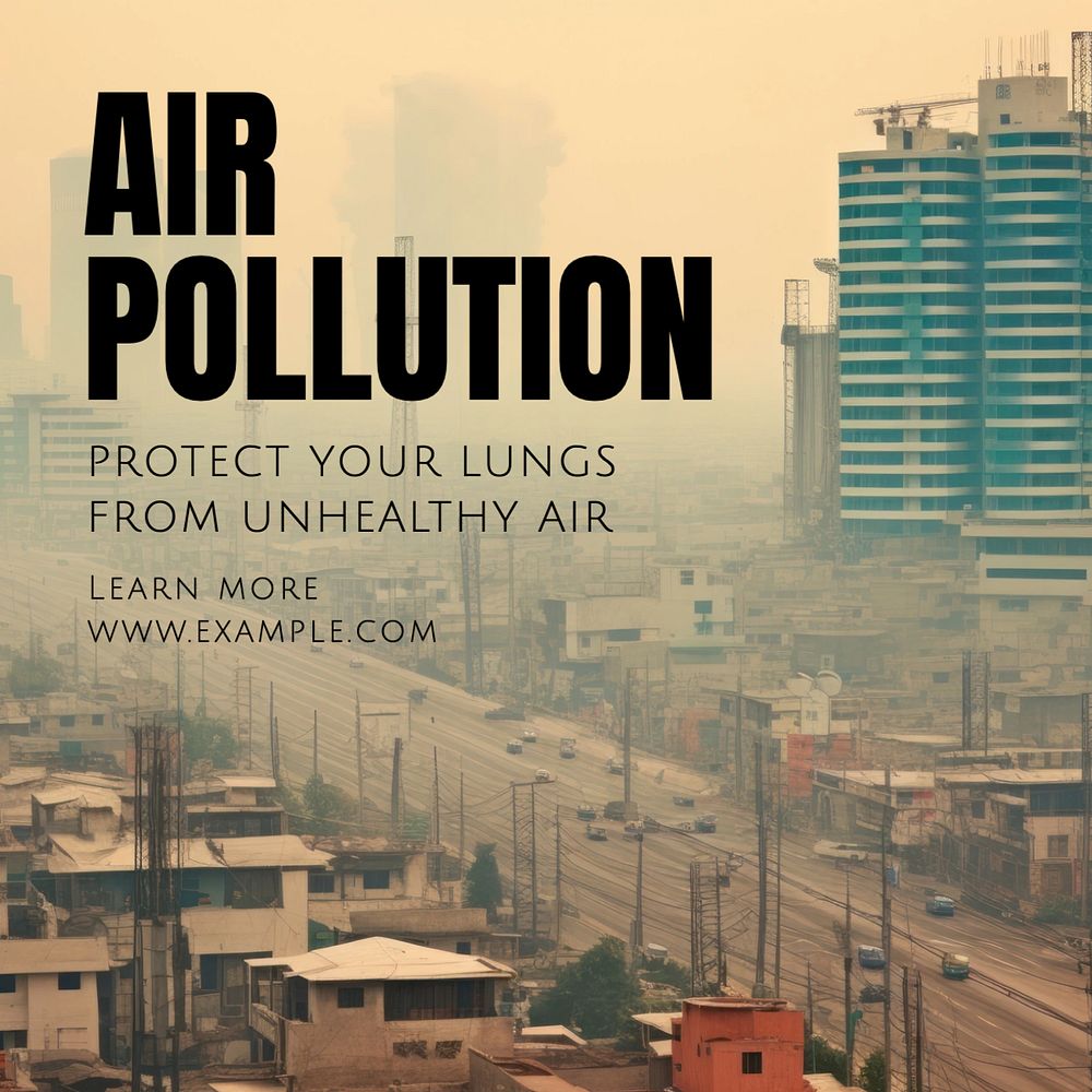 Air pollution Instagram post template, editable text