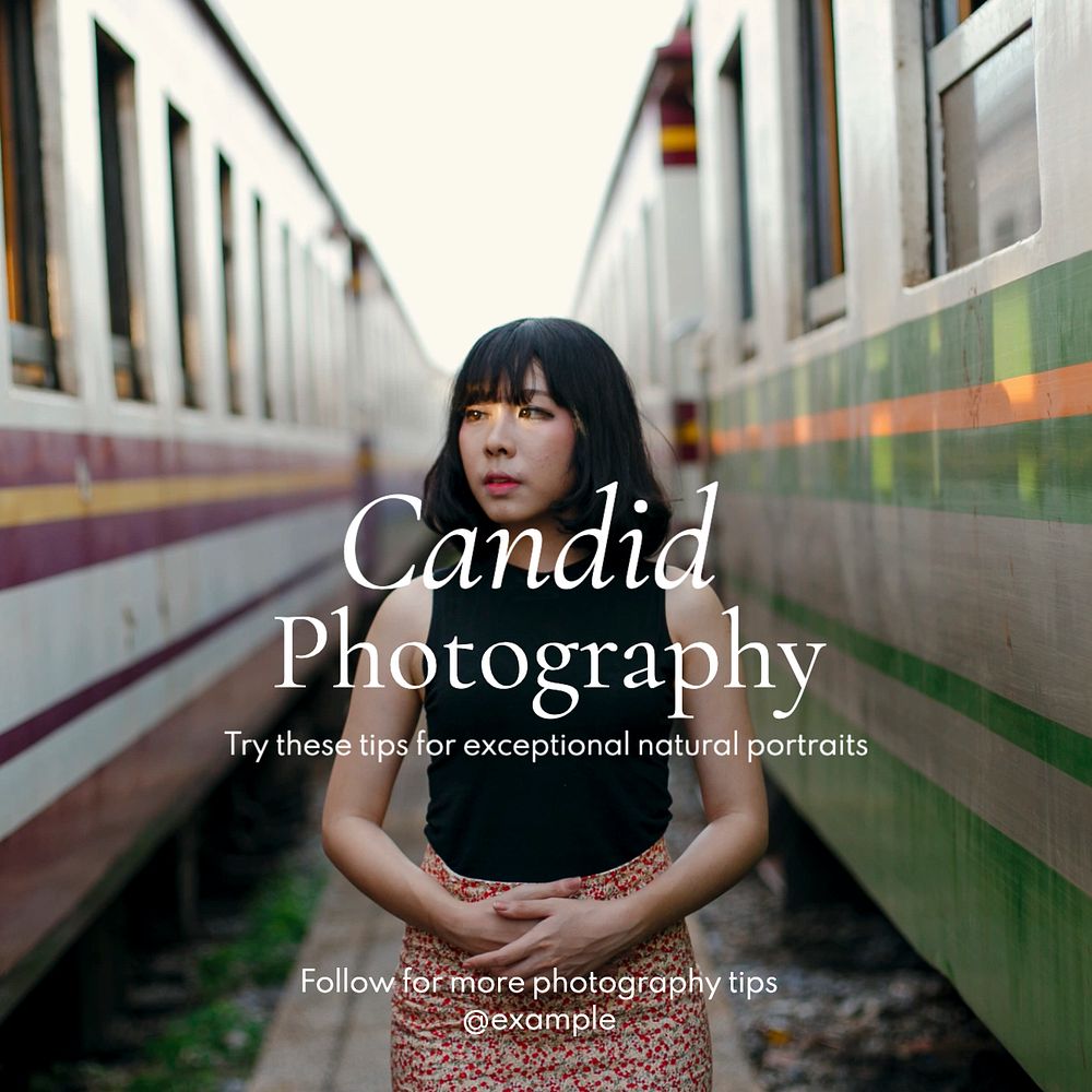 Candid photography Instagram post template, editable text