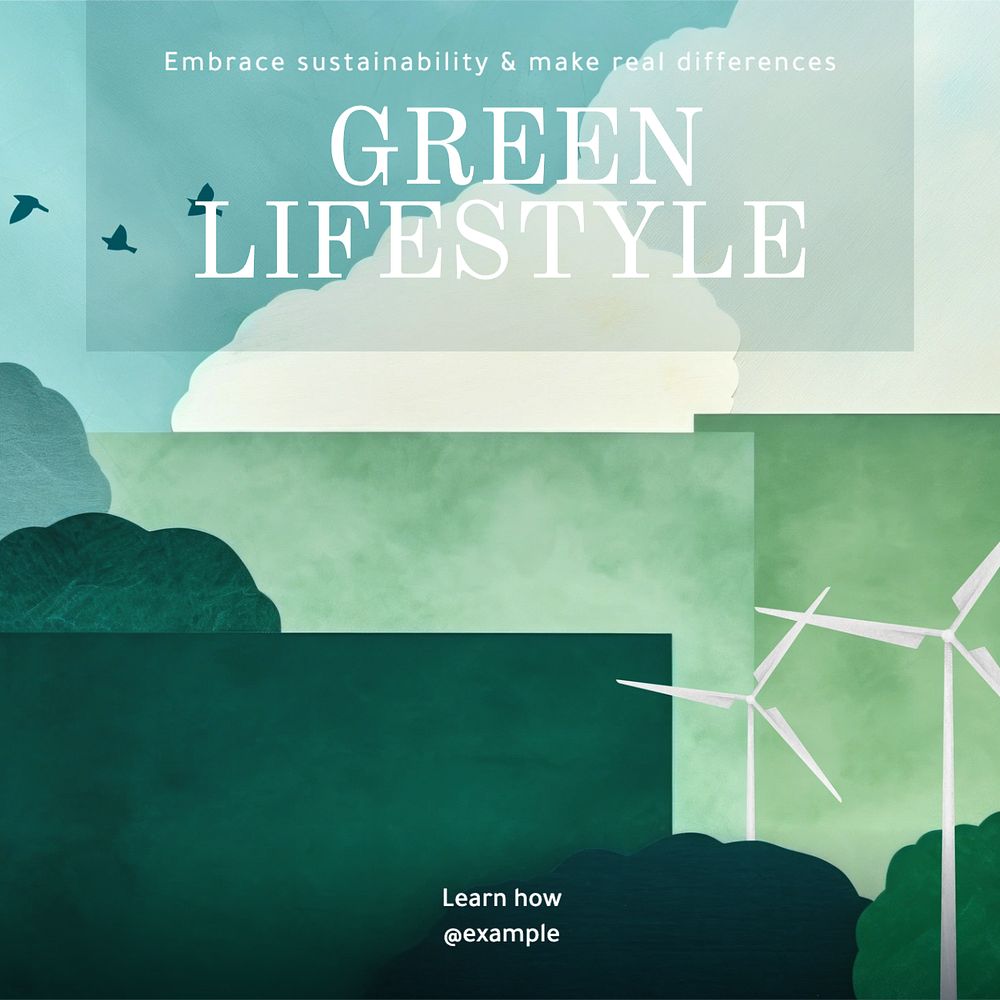 Green lifestyle Instagram post template, editable text