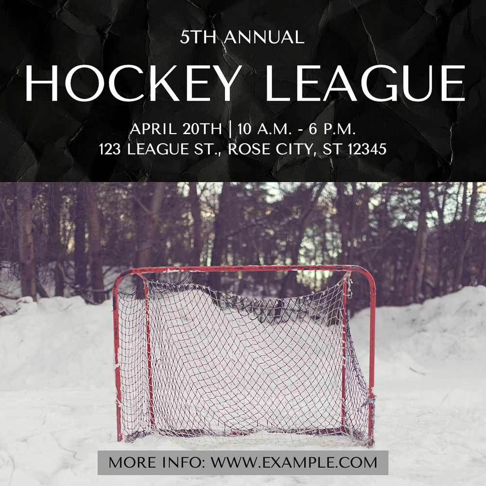 Hockey league Facebook post template, editable design