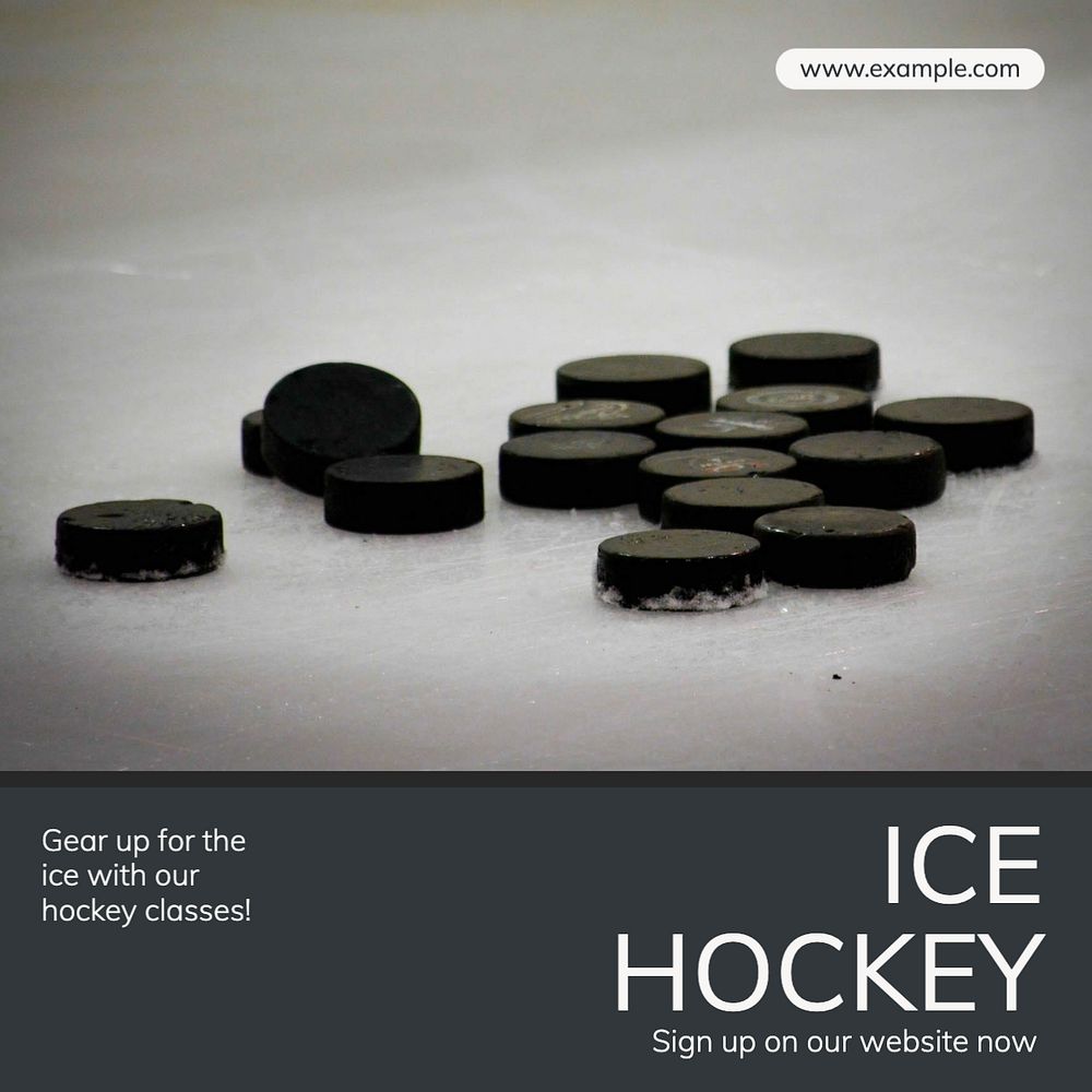 Ice hockey Instagram post template, editable text