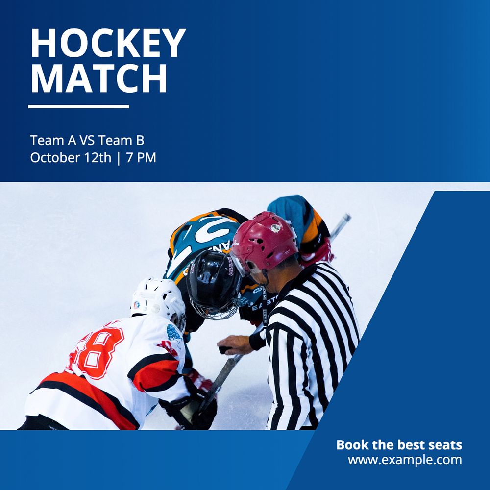 Hockey match Instagram post template, editable text