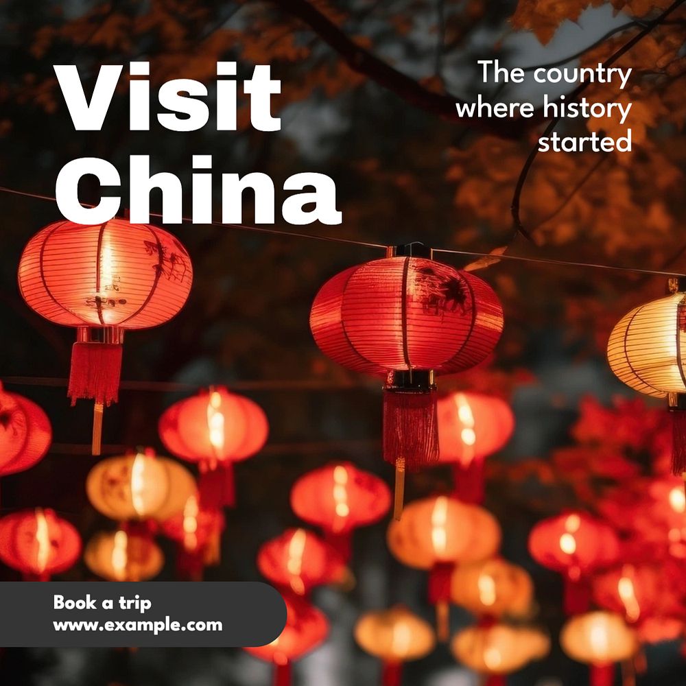 Visit China Instagram post template, editable text