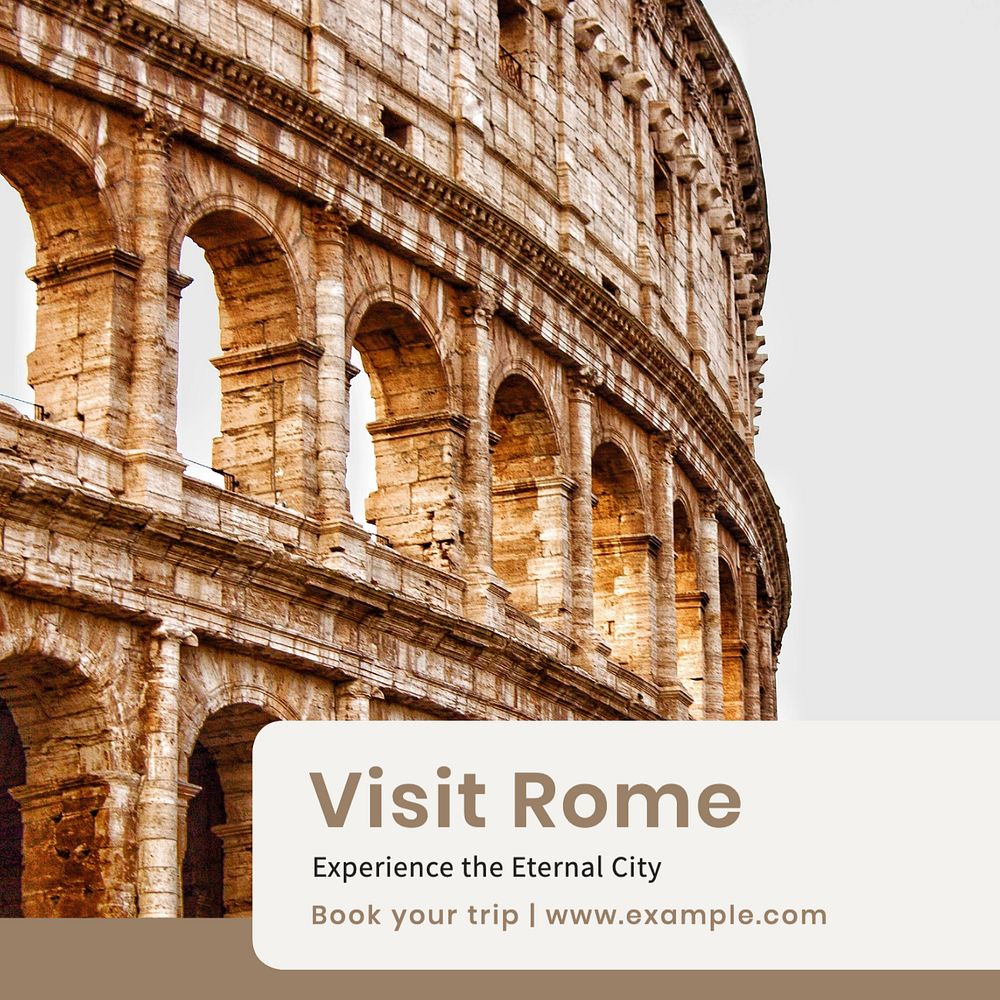 Visit Rome Instagram post template, editable text