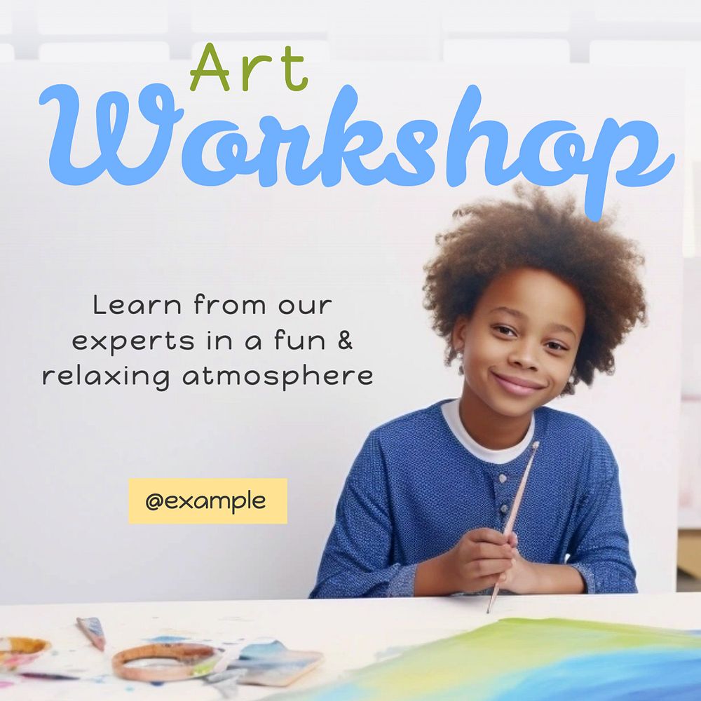 Art workshop Instagram post template, editable text