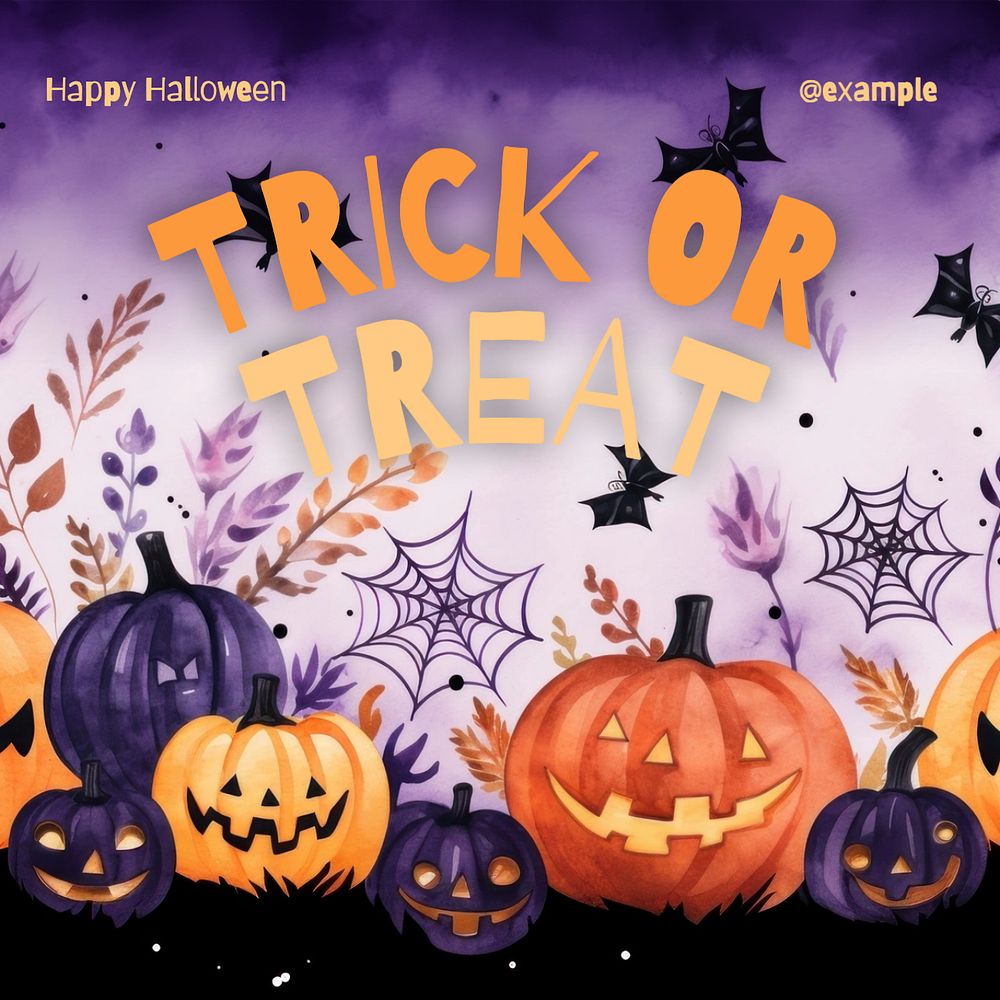 Trick or treat Instagram post template, editable text