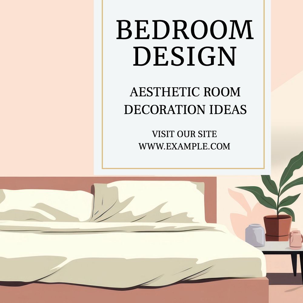 Bedroom design Facebook post template, editable design