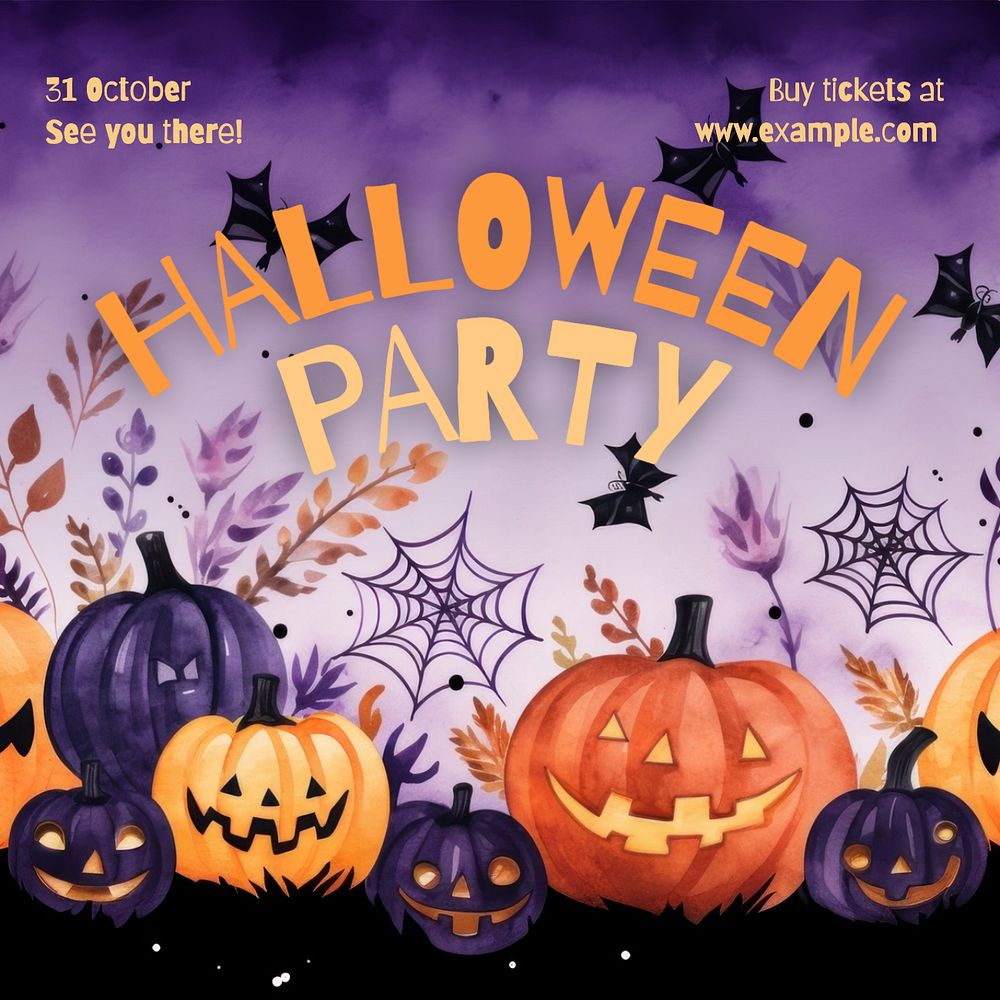 Halloween party Instagram post template, editable text