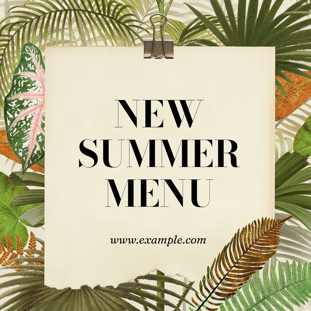 New summer menu Instagram post template, editable text