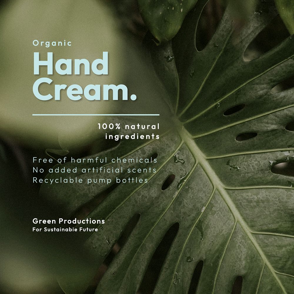 Organic hand cream Instagram post template