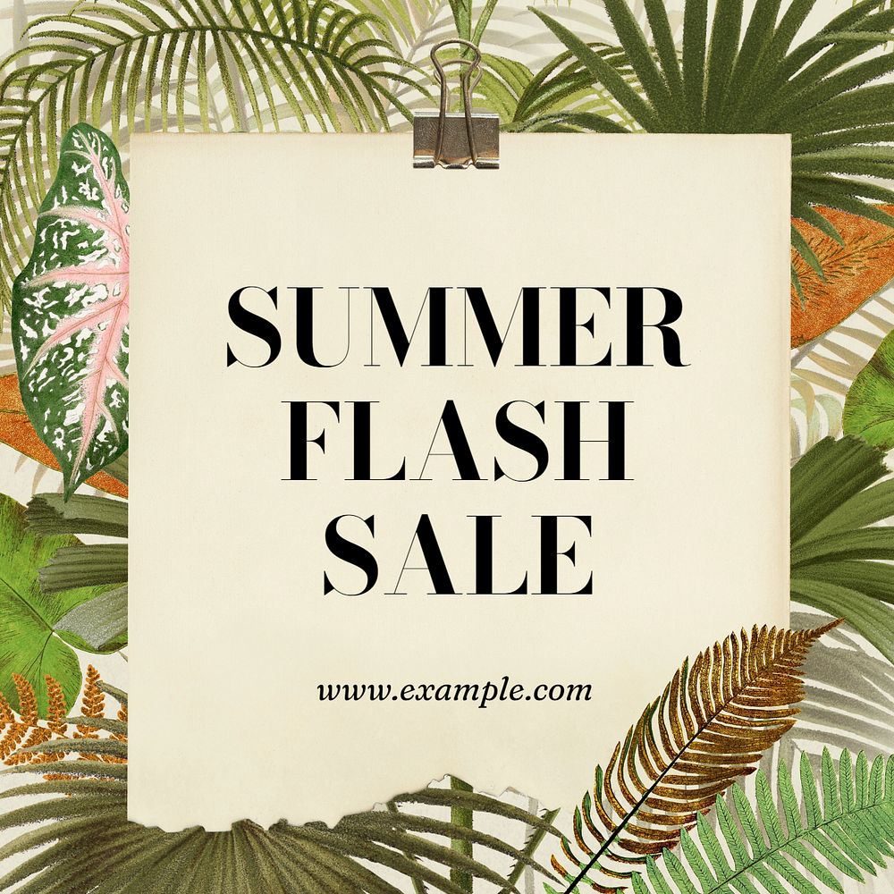 Summer flash sale Instagram post template, editable text