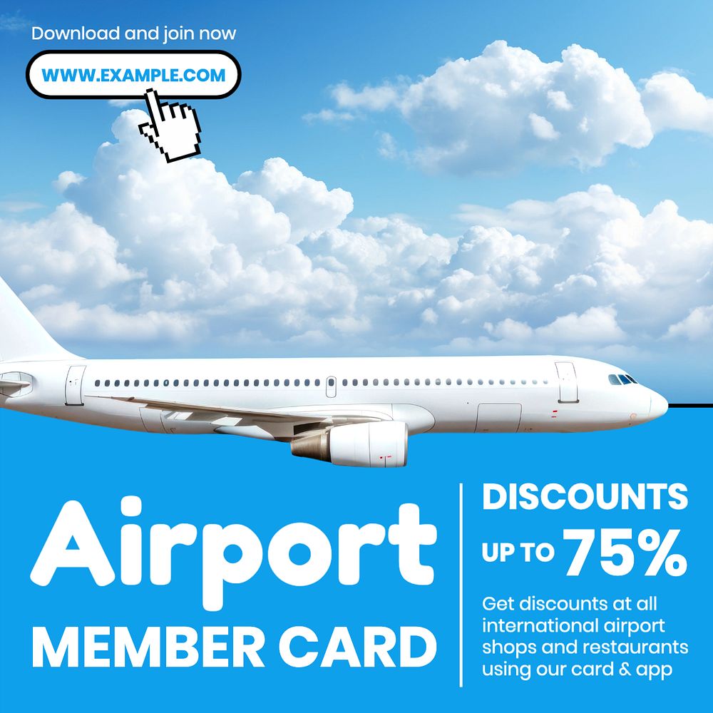 Airport member Facebook post template, editable design