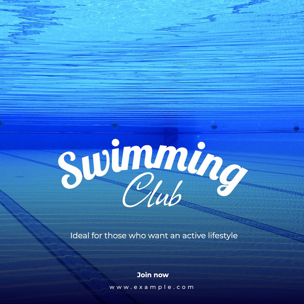 Swimming club Instagram post template, editable text