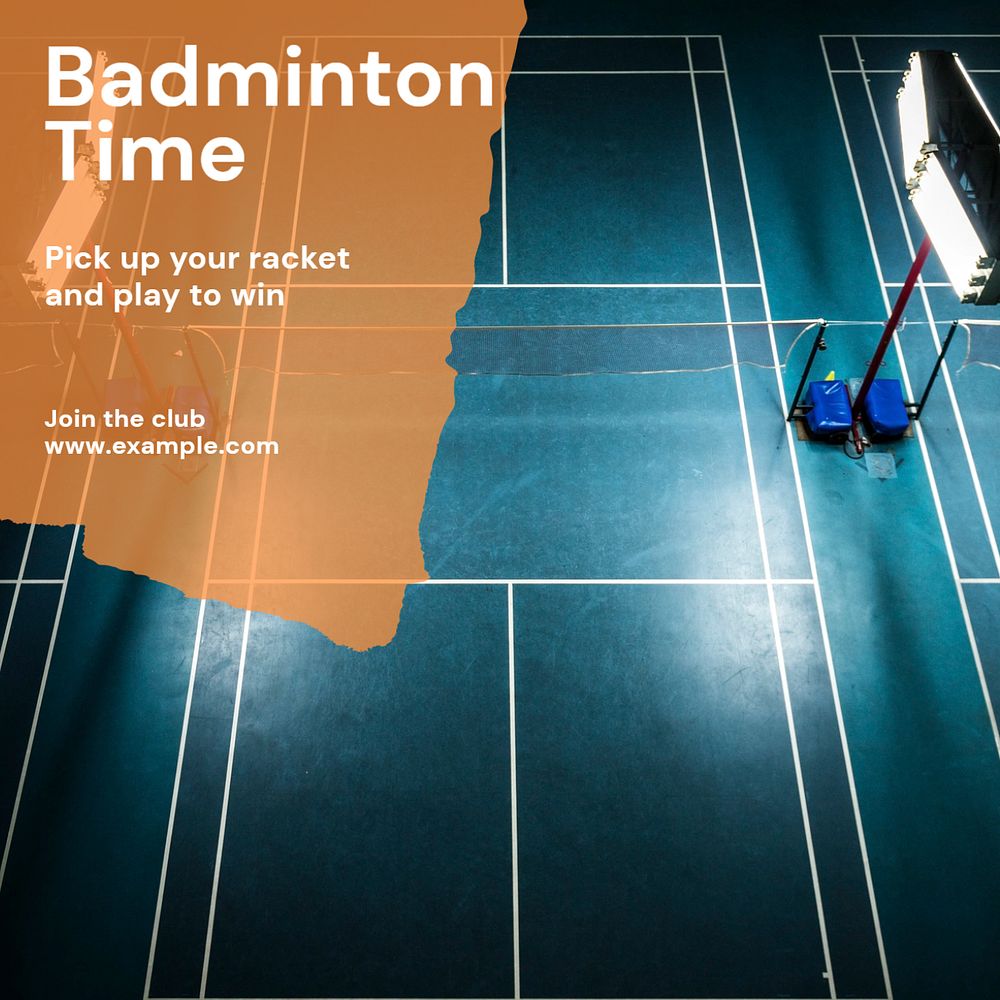 Badminton during Ramadan Instagram post template, editable text