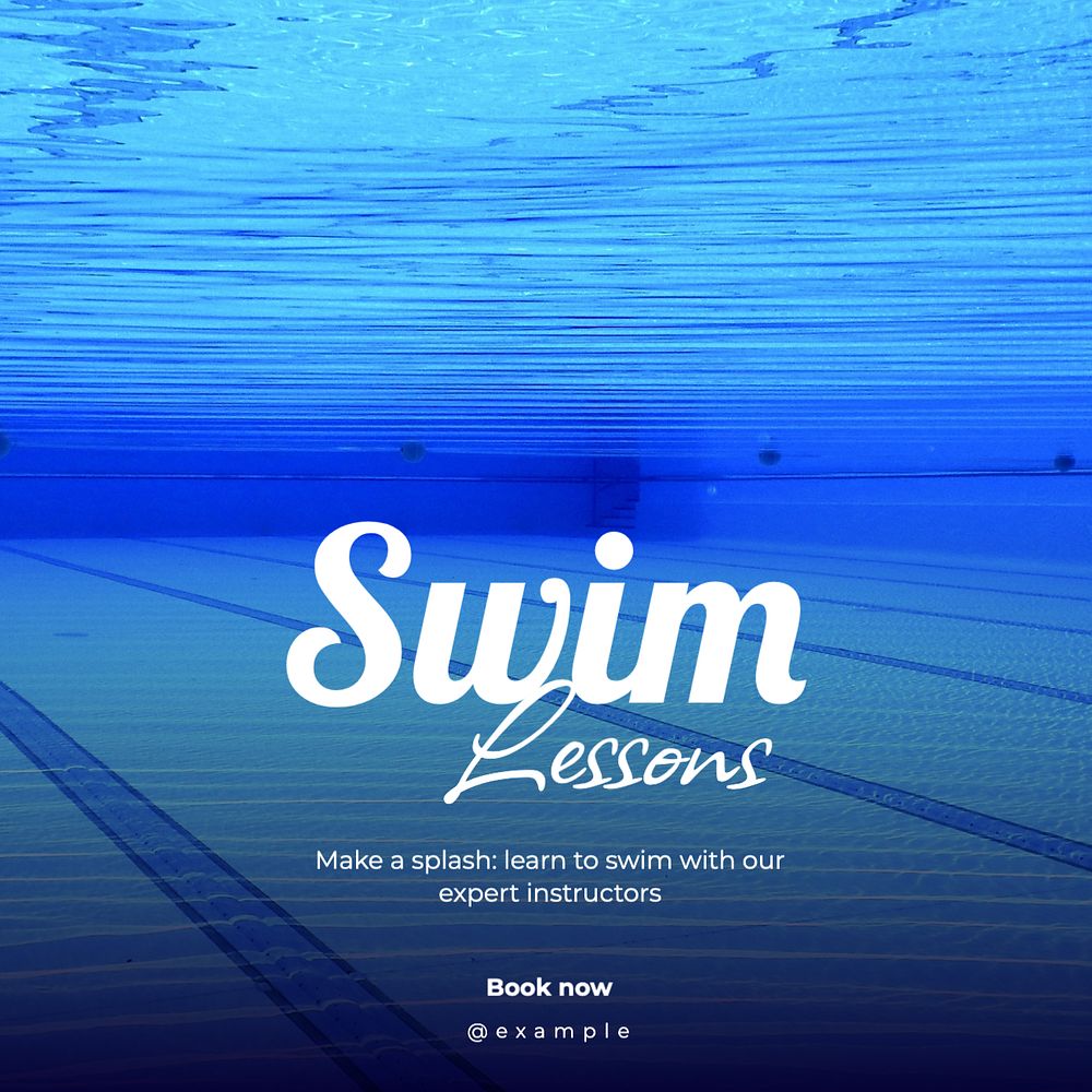 Swim lessons Instagram post template, editable text