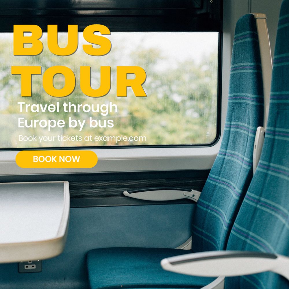 Bus tour Facebook post template, editable design