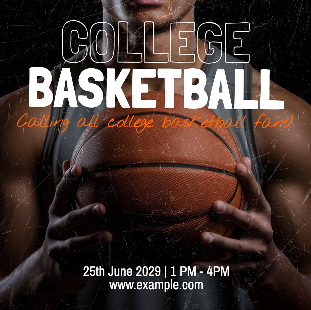 College basketball Facebook post template, editable design