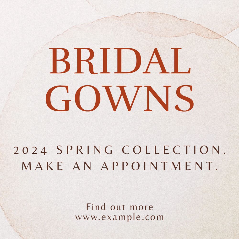 Bridal gowns Instagram post template, editable text