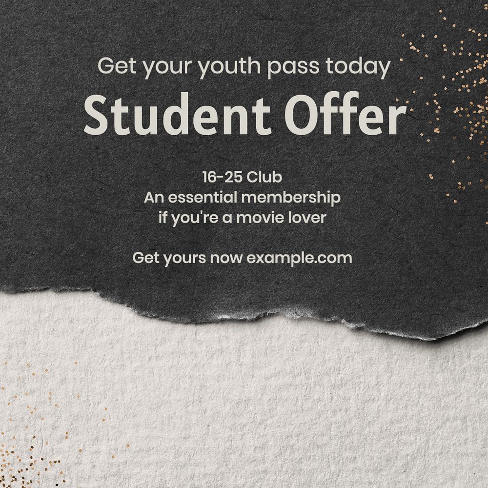 Student offer Instagram post template, editable text