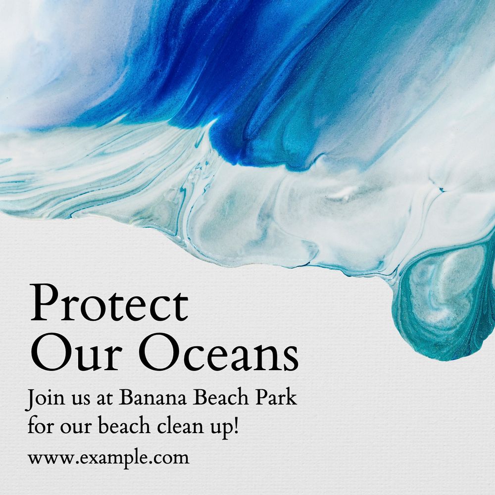 Protect our oceans Instagram post template, editable text