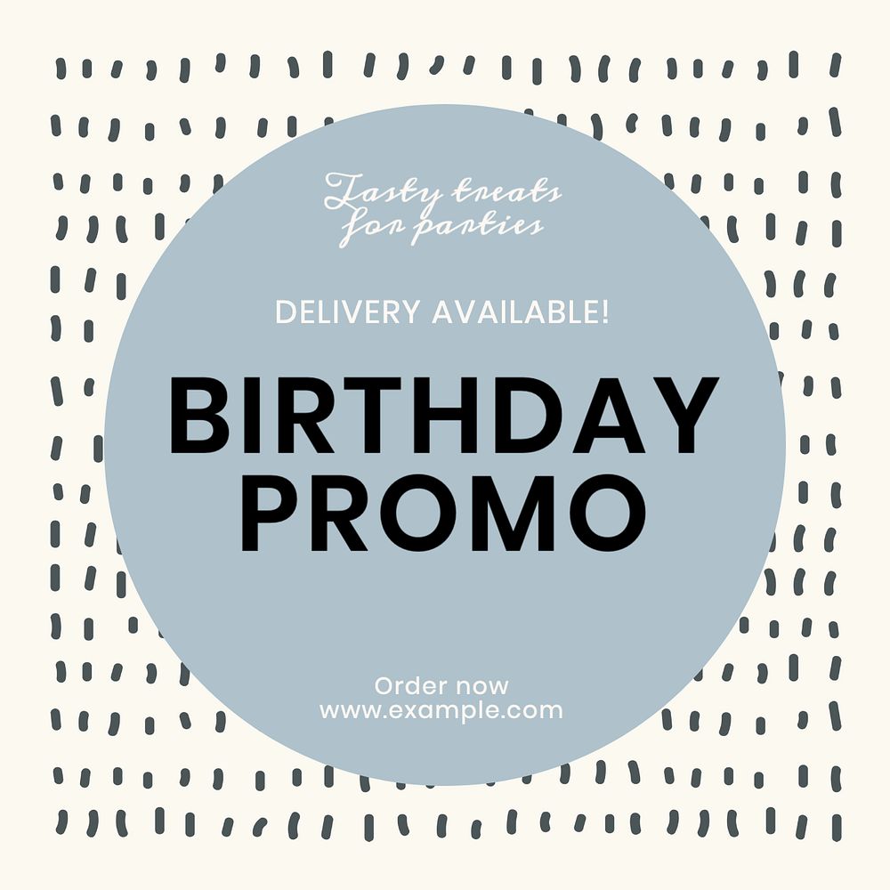 Birthday promo Instagram post template, editable text