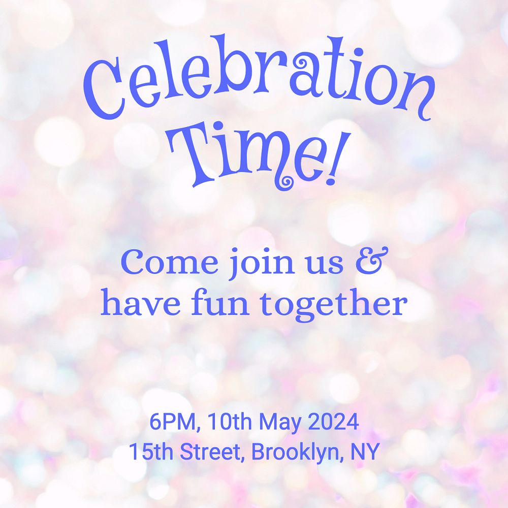 Celebration time Instagram post template, editable text