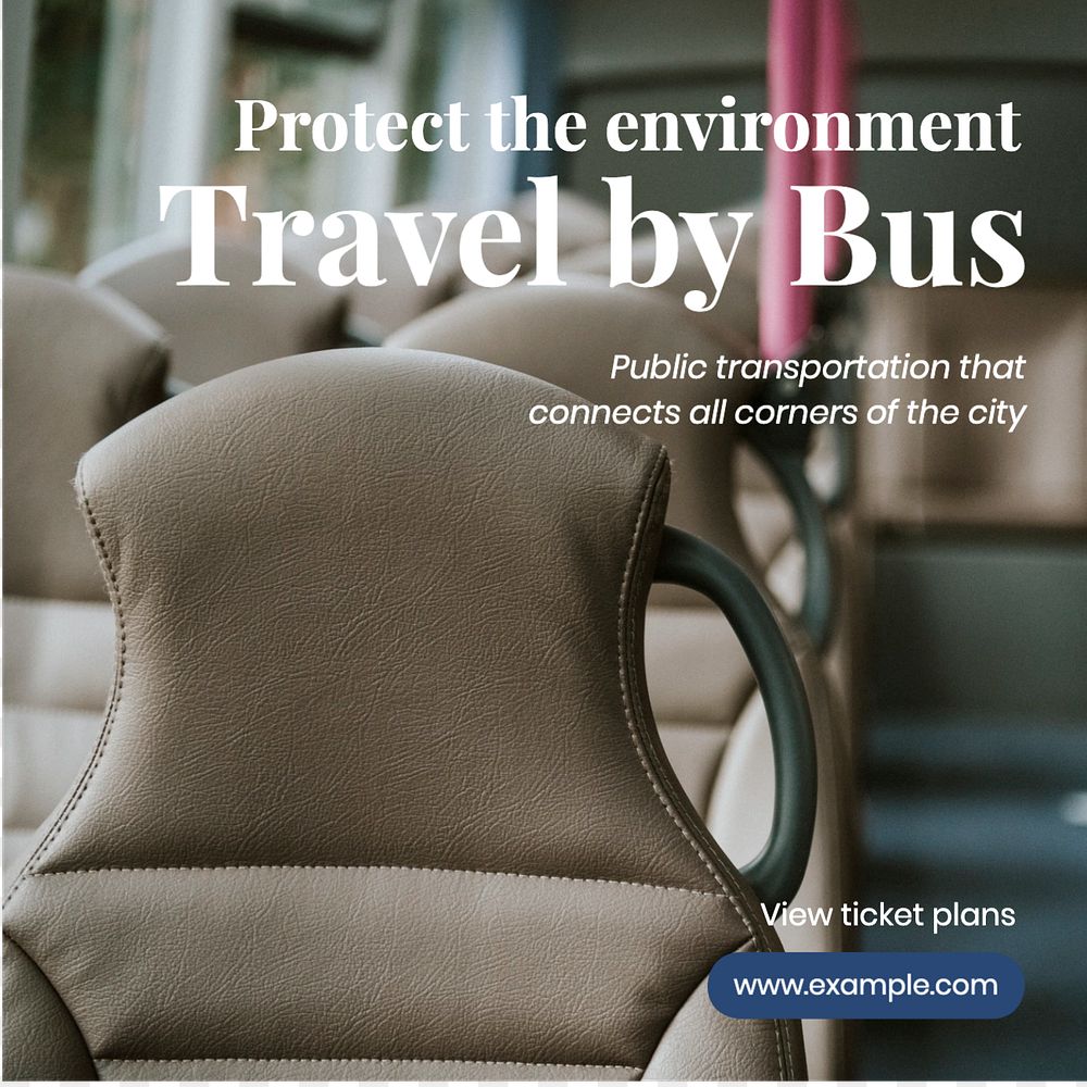 Travel by bus Facebook post template, editable design