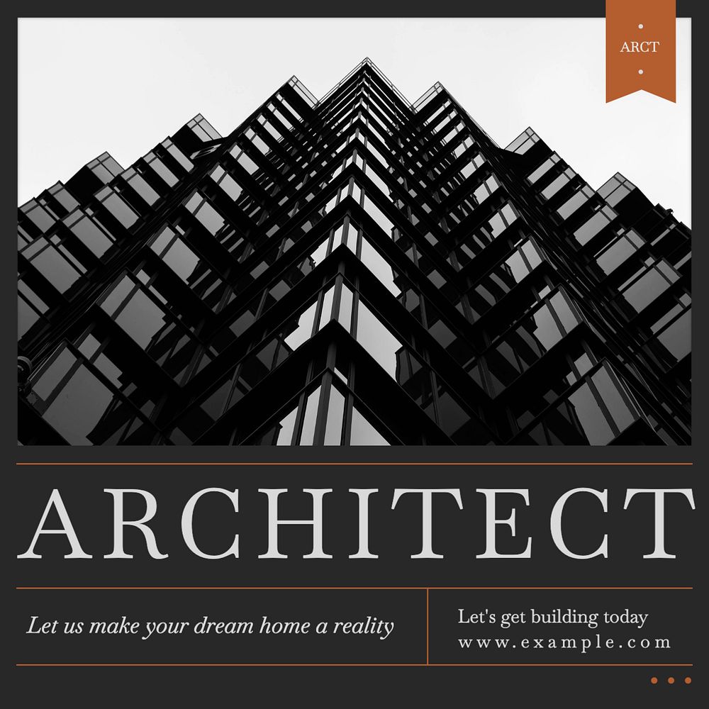 Architect service Facebook post template, editable design