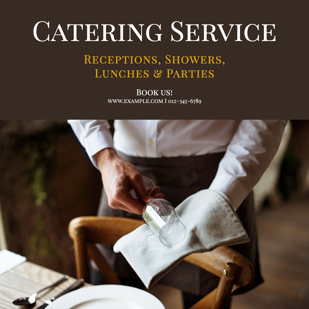 Catering service Instagram post template, editable text