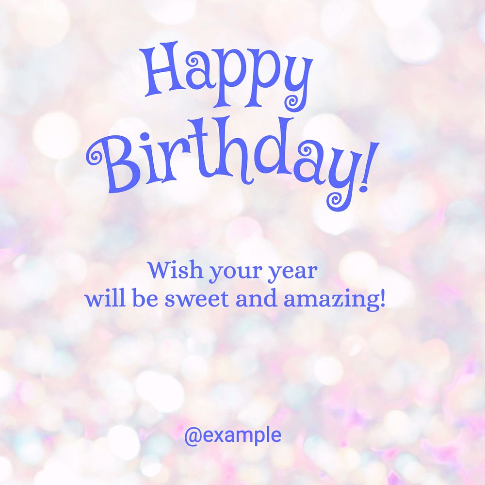 Happy Birthday Instagram post template, editable text