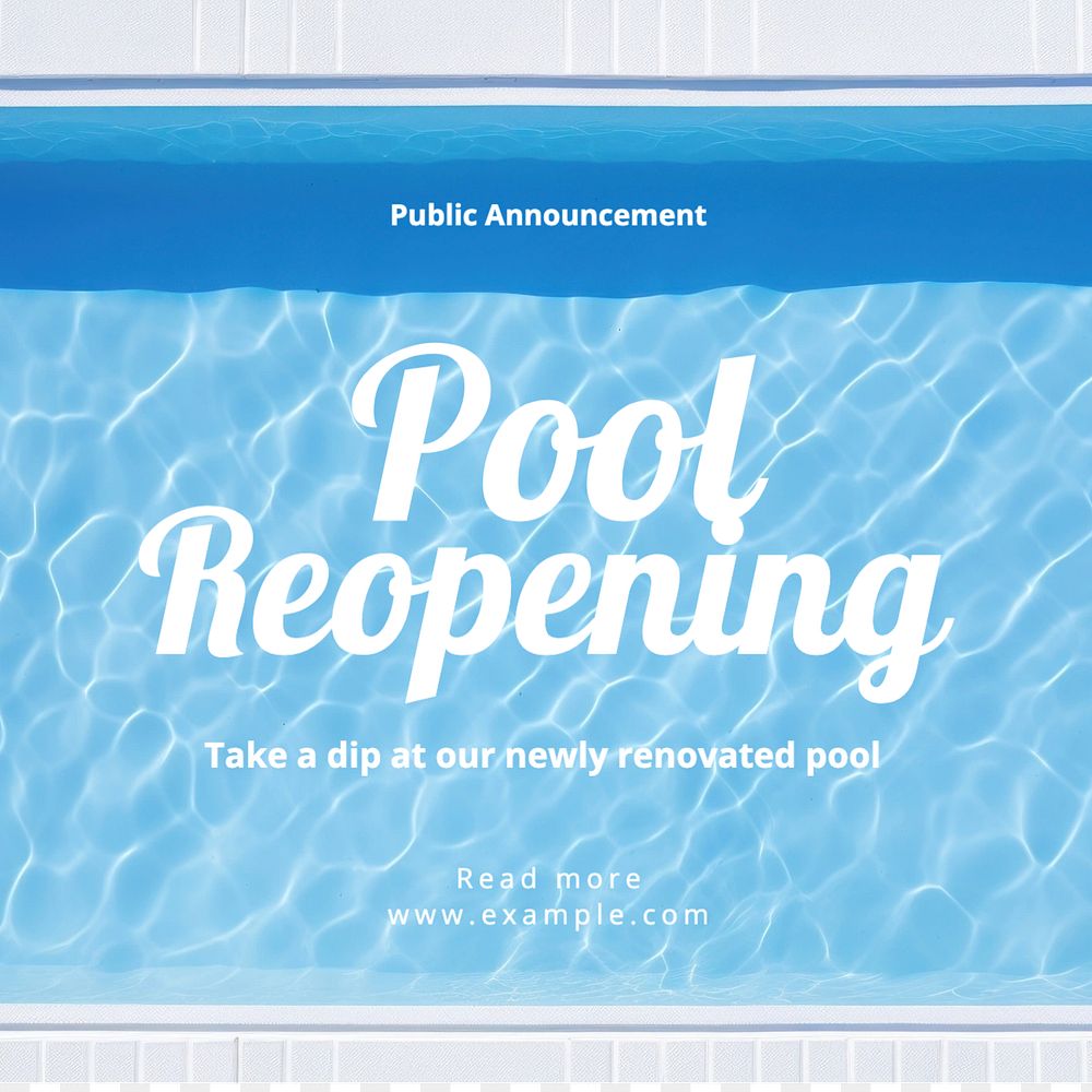 Public pool Instagram post template, editable text