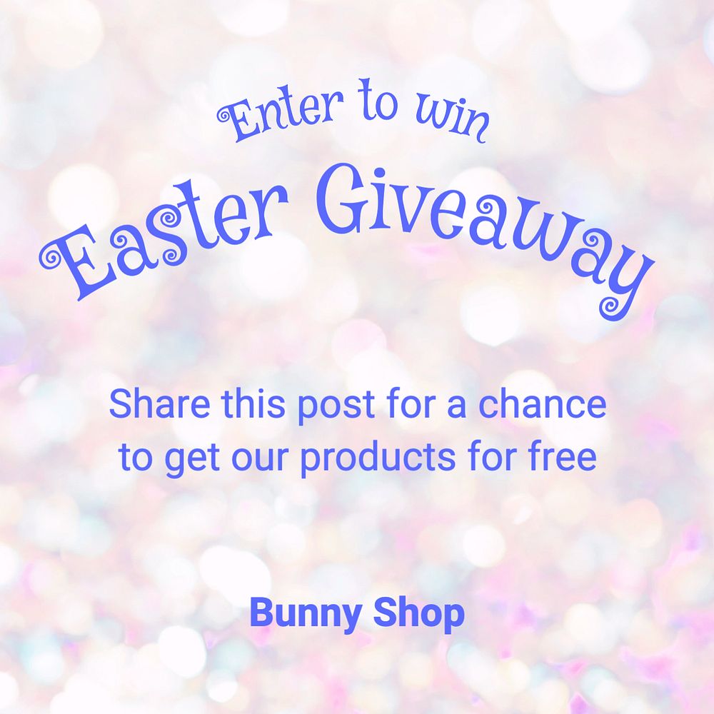 Easter giveaway Instagram post template, editable text