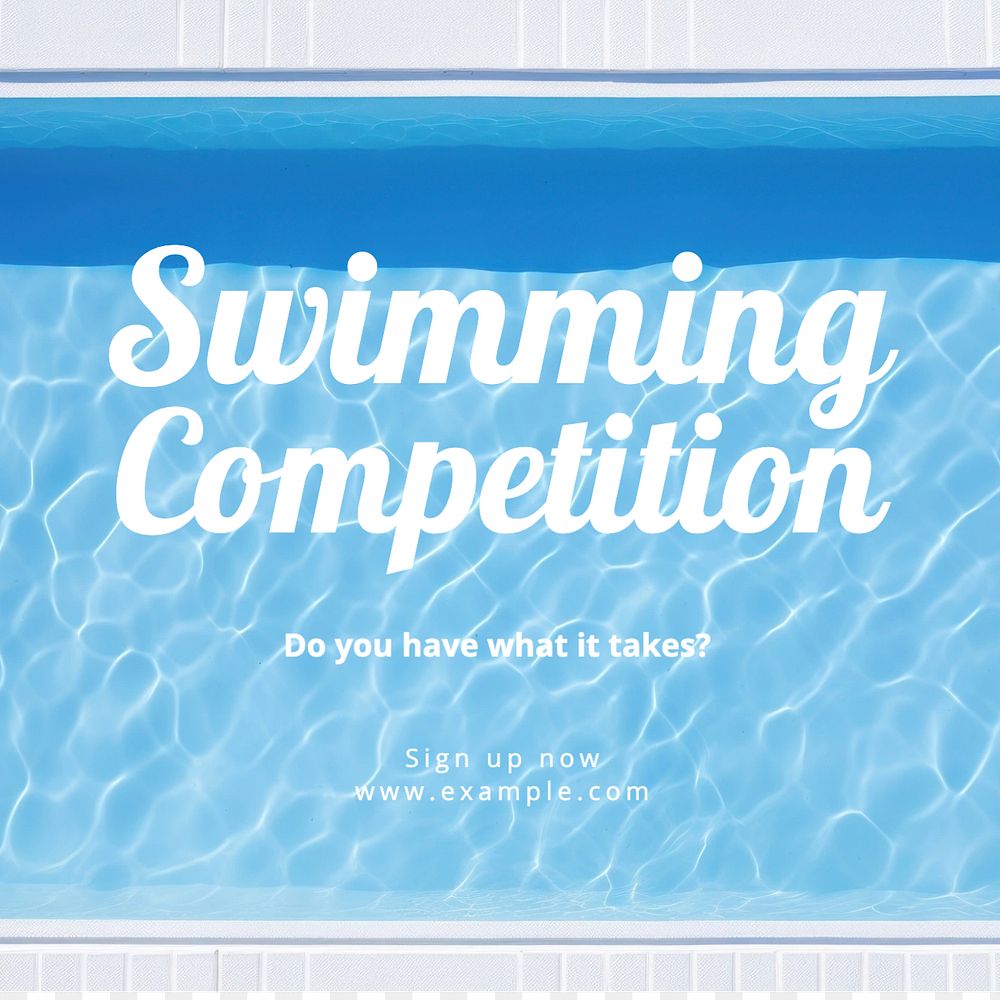 Swimming competition Instagram post template, editable text